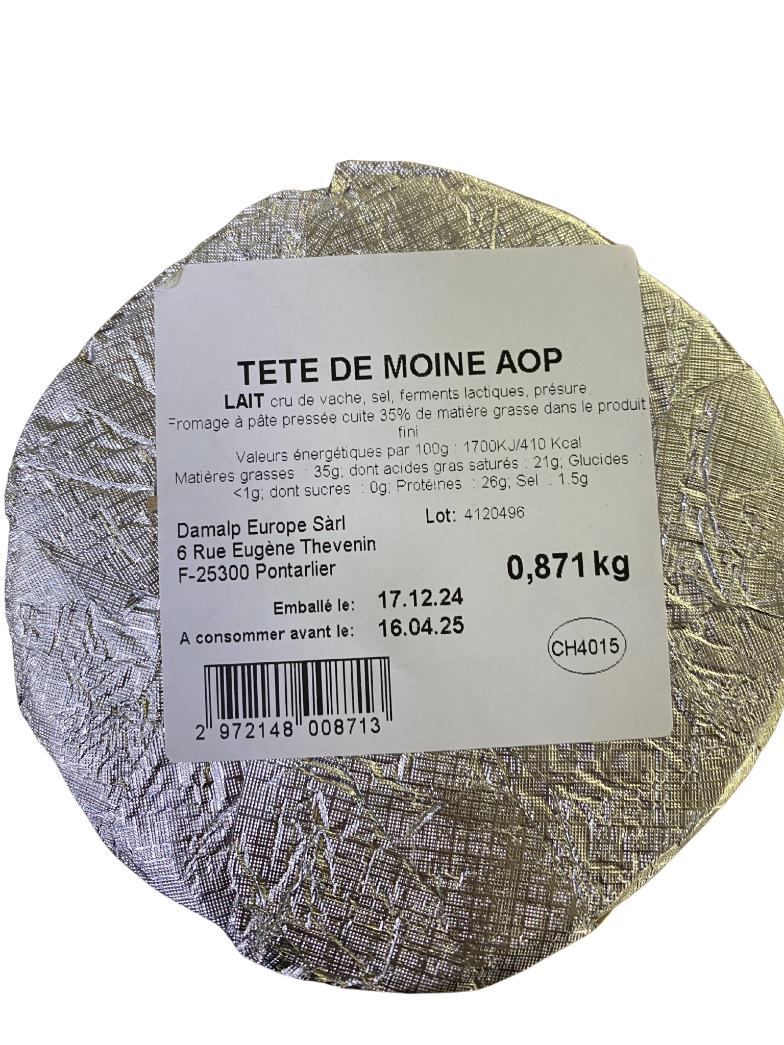 TETE DE MOINE AOP ALU